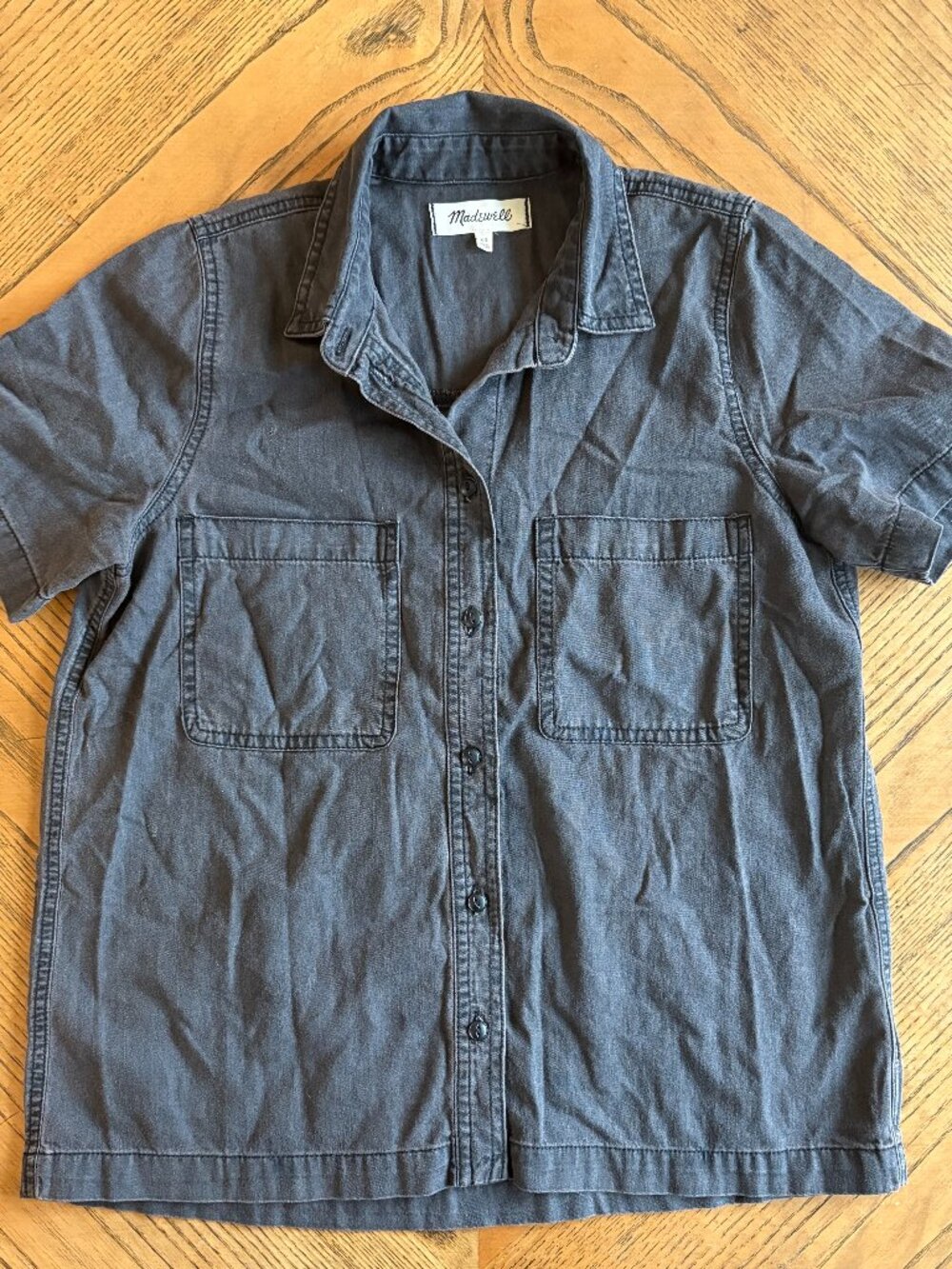 Madewell Washed Charcoal Short-Sleeve Utility Shirt Women's XS